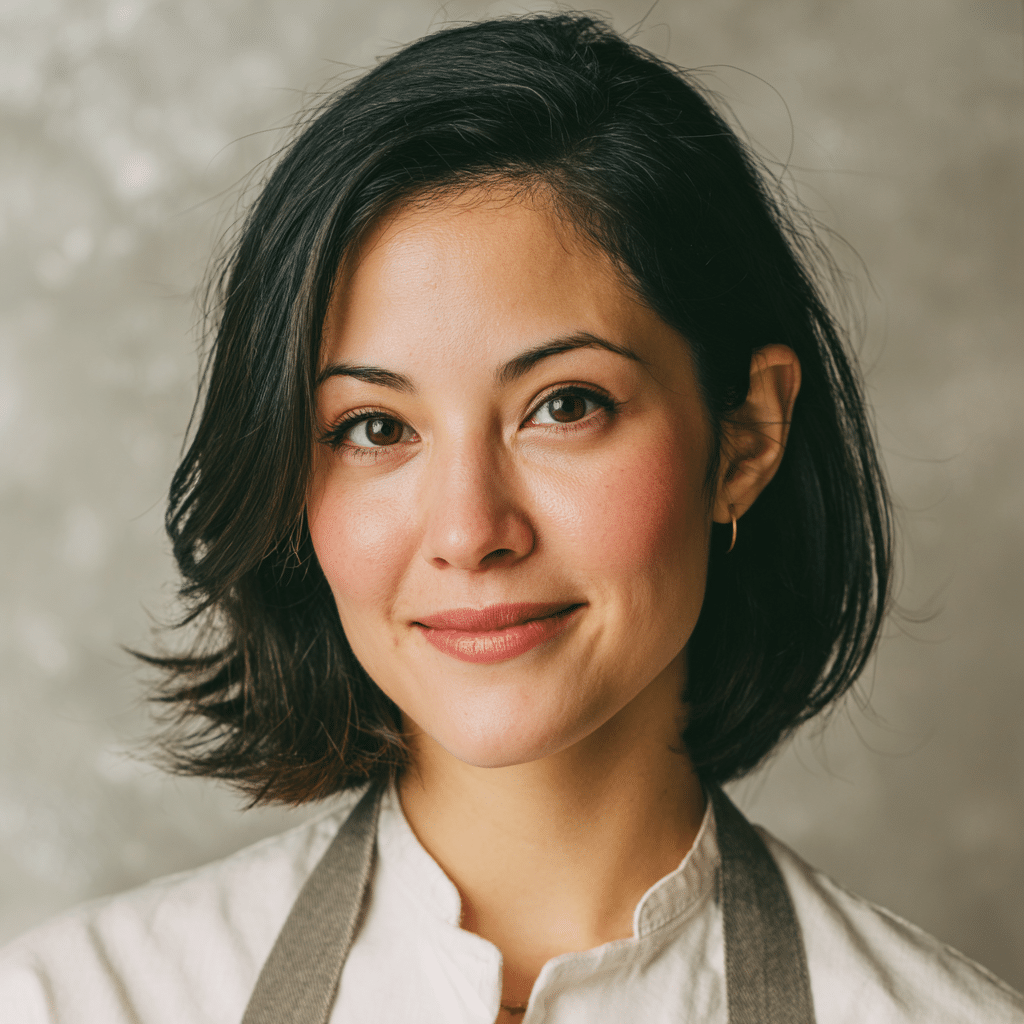 siimo67 a photograph of a female chef in her thirties with bl 971792b6 6225 4877 8966 04d16034e5af 3