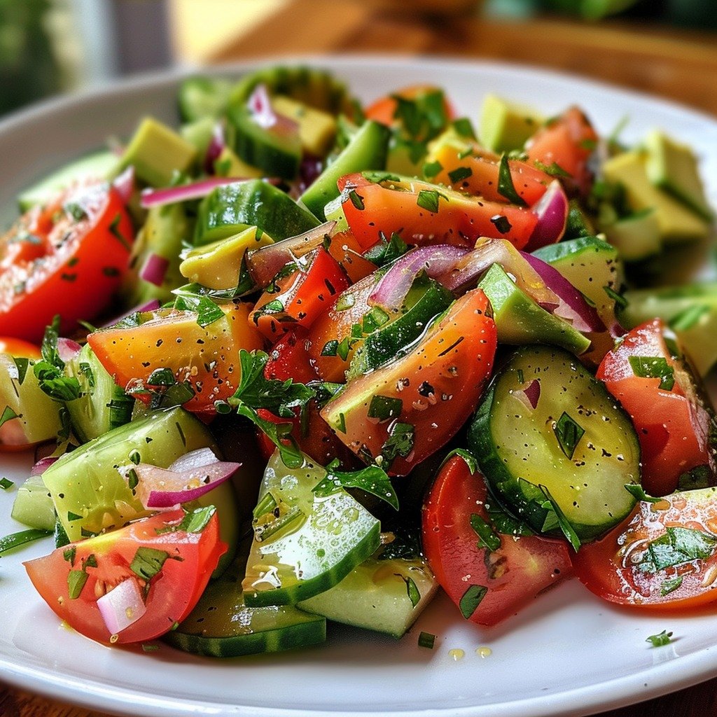 Refreshing Cucumber Tomato Avocado Salad Recipe
